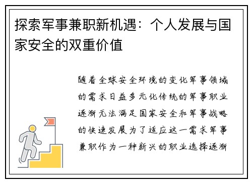 探索军事兼职新机遇：个人发展与国家安全的双重价值
